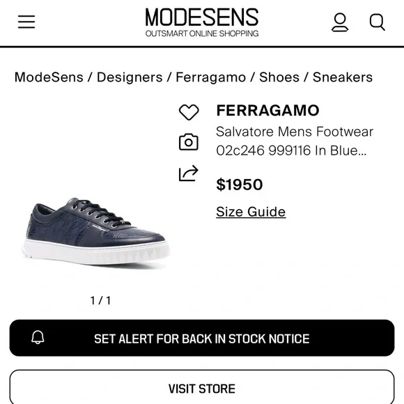 Salvatore Ferragamo Men's Navy Sneakers - Picture 7 of 7